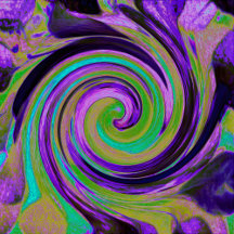Cool Retro Purple and Chartreuse Liquid Art Swirl
