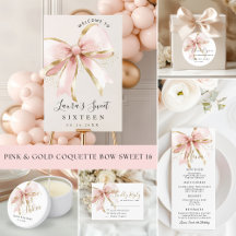 Pink & Gold Coquette Bow Sweet 16