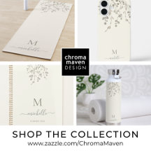 Botanical Watercolor Monogram Yoga Accessories
