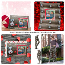 Rustic Valentine's Day Red Heart Mouse Cards Gifts