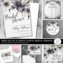Elegant Black And White Floral Bridal Shower Theme