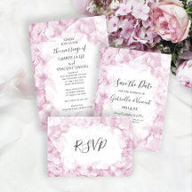 Pink Hydrangea Flowers Watercolor Wedding