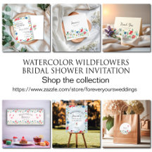 Watercolor Wildflowers Bridal Shower Invitation