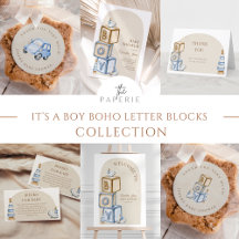 It's A Boy Blue Boho Blocks And Toys Baby Shower I