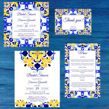 Talavera Azulejo blue tiles bridal shower party