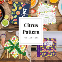 Citrus Fruit Lemon Orange Tangerine Pattern Set