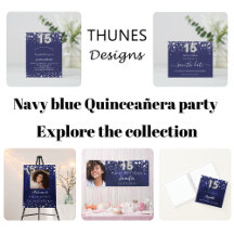 Quinceanera navy blue silver stars