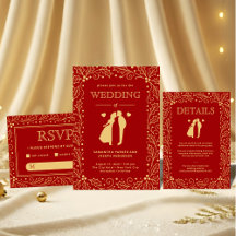 Luxury Red & Antique-Gold Wedding Suite