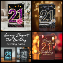 Luxury Elegant 21st Birthday Greeting Cards
