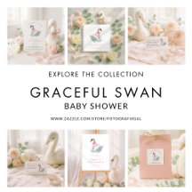 Modern Swan Pink Coquette Baby Shower Collection