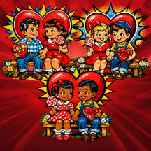 Cute Retro Pop Art Vintage Mid-Century Valetines