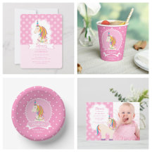Cute Pink Magical Rainbow Unicorn Girl Birthday