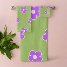 Green Purple Retro Y2K Flower Pattern Home Decor