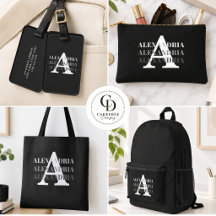 Modern Monogram Name Black Grey - Accessories