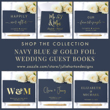 Navy Blue Wedding Foil Guest Books