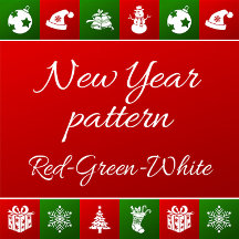 New Year pattern. Red, Green, White