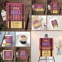 It's a girl Rustic Lumberjack Flannel Baby Shower