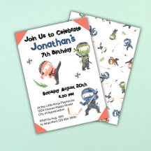 Cute Ninja Kids Birthday Collection Watercolor