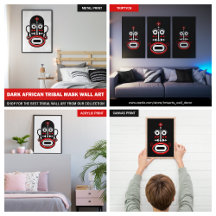 Dark African Tribal Mask Wall Art