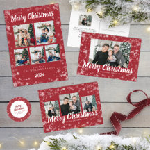 Red Snowflake Christmas Photo Holiday Cards