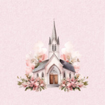 Pink Watercolor Church Wedding
