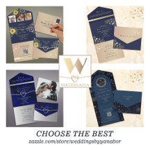 Blue Wedding Invitations with RSVP