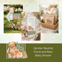 Gender Neutral Floral and Bear Baby Shower Suite