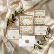 Ivory Gold Boho Floral Rustic Elegant Wedding