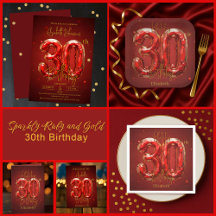 Sparkly Ruby and Gold 30th Birthday