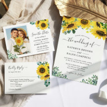 Bright Sunflower Eucalyptus Invitation Suite