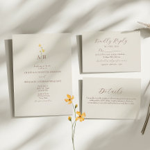 Neutral Cream Floral Wedding Invitation Set