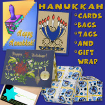 Hanukkah -- Bags Tags Cards and Gift Wrap