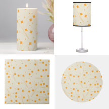Orange Beige Retro 70s Flower Pattern Home Decor