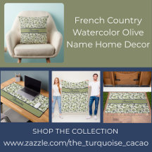 French Country Watercolor Olive Name Home Decor