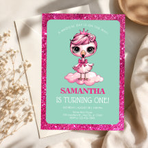 Pink Princess Flamingo Party Invites for Girls