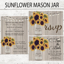 Rustic Sunflower Mason Jar Wedding Suite