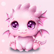 Cute and Adorable Fantasy Pink Baby dragon