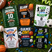 Athletic Sports Birthday Party Invitations