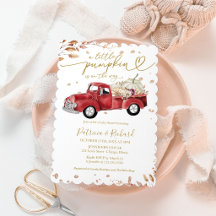 Fall Red Vintage Truck White Pumpkin Baby Shower  
