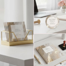 Chic Neutral Beige & Gold Watercolor Notary Office
