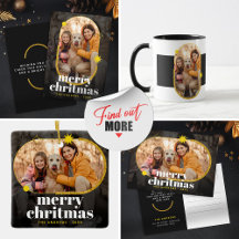 Minimalist Gold Glitter Christmas Family Photo