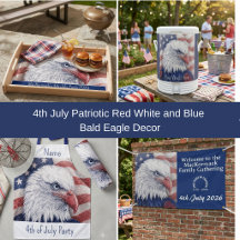 4th July Patriotic Red White Blue Bald Eagle Decor