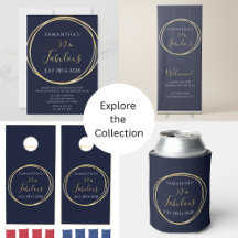 50 and Fabulous Birthday Party Supplies Navy Gold