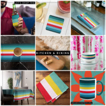 Red and Yellow Stripes in Blue Shades 