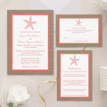 Coral Starfish On Burlap Beach Wedding Collection