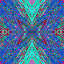 Trippy Retro Blue and Red Abstract Butterfly