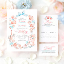 Dusty Blue and Pink Whimsical Wedding Suite
