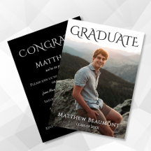 Graduation Photo Black White Classic Typography