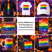 Spooky LGBTQ Rainbow Flag Halloween Graveyard 