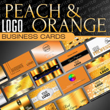 Orange Peach Logo Business Cards Luxurious Classy